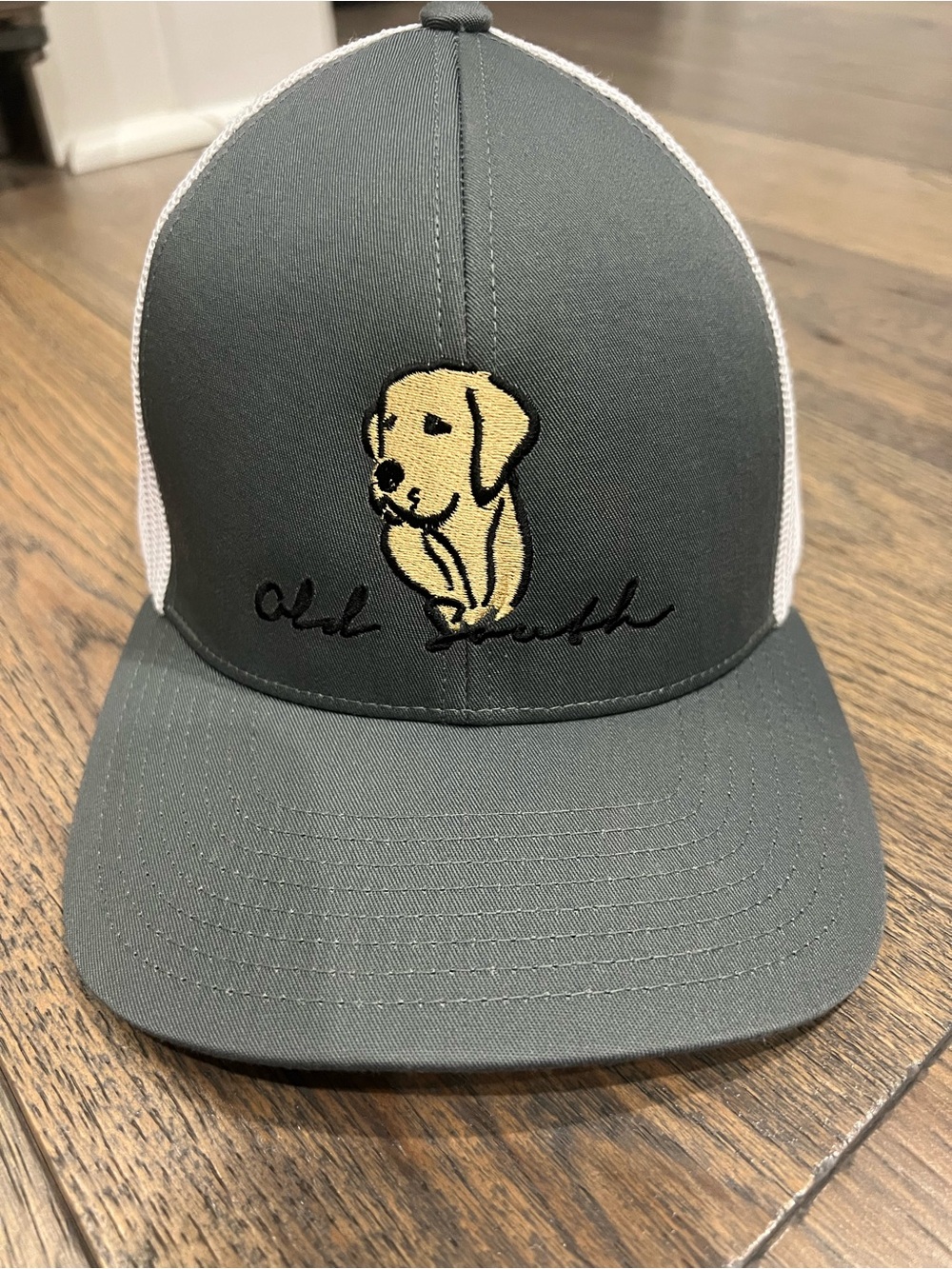 Old South Kids' Gray & White Trucker Hat with Yellow Dog Patch
